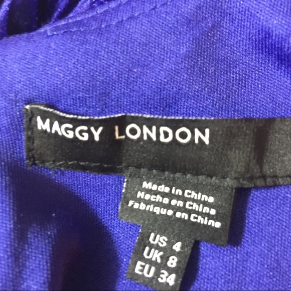 New  Maggy London  Dress. Blue Velvet. Sz. 4 - Picture 6 of 9